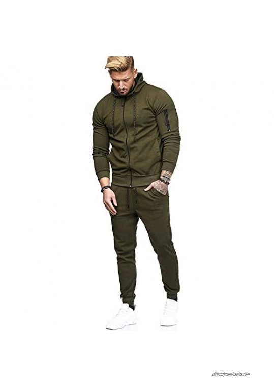 Men Zipper Patchwork Hoodie Pants Sets Long Sleeve Tracksuit Jogging Sweatsuit Activewear