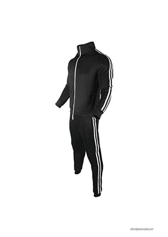 Men's 2 Piece Tracksuit Set Long Sleeve Zip Up Sweatshirt+Jogger Sweatpants Winter Warm Up Solid Patchwork Casual Suit