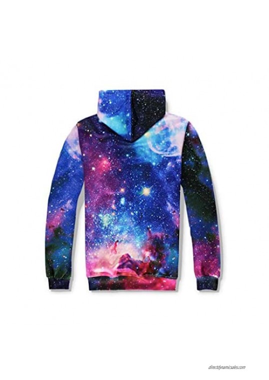 Mens&Womens Unisex 3D Galaxy Print Hoodie Sweater Tops Pants Set Sport Suit Tracksuit Men's S-2XL