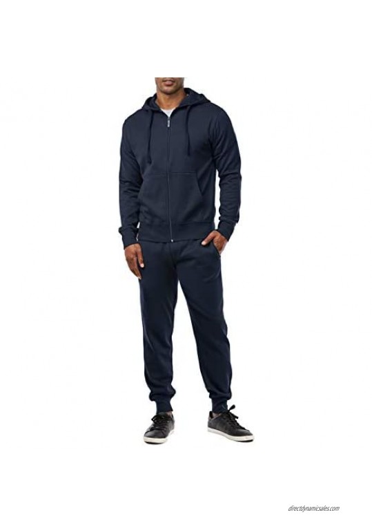 Men's Cotton Blend Lightweight Fleece Zip Up Hoodie Sweatshirt and Sweatpants Set