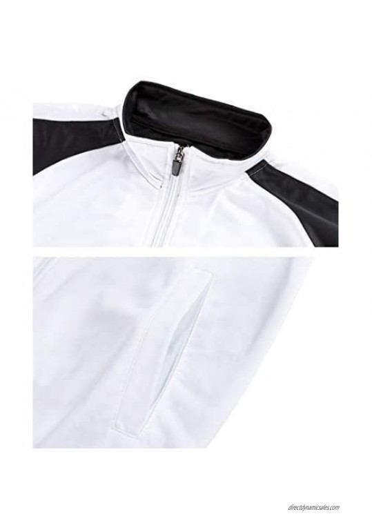 Men's Outdoor 2 Piece Jacket Pants Track Suit Sport Sweat Suit Set White M