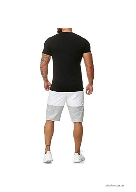 Men's Sport Set Spring Summer Casual Short Sleeve Tops Short Pants 2pcs Fitness Tracksuit Outfits