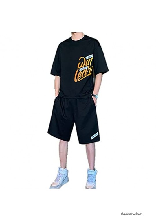 Mens Summer Sport Set Outfit 2-Piece Set Short Sleeve T Shirts and Shorts Stylish Casual Sweatsuit Set