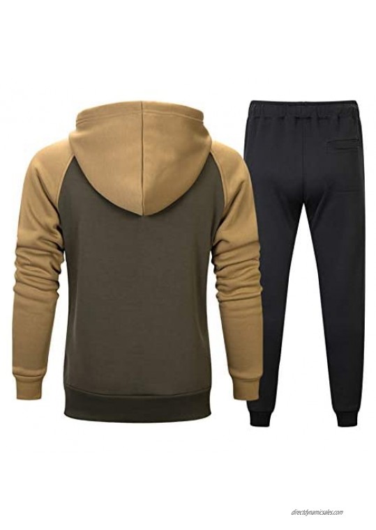Mens Sweatsuits 2 Piece Tracksuit Sport Wear Outfits Set Athletic Jogging Suit Hoodie Sweatshirt +Jogger Sweatpants