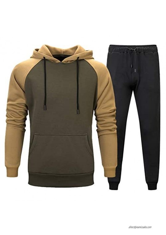 Mens Sweatsuits 2 Piece Tracksuit Sport Wear Outfits Set Athletic Jogging Suit  Hoodie Sweatshirt +Jogger Sweatpants