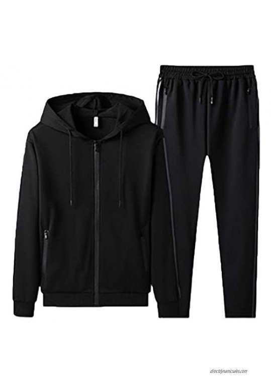 Men's Track Suits 2 Pieces Sets Hooded Activewear Full Zip Jogging Suits Athletic Suits Sports