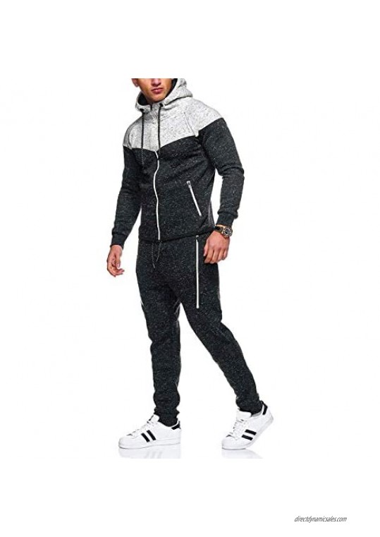 Mens Tracksuit 2 Piece Men's Hooded Athletic Tracksuit Casual Full Zip Long Sleeve Running Jogging Sweatsuits Sports Set