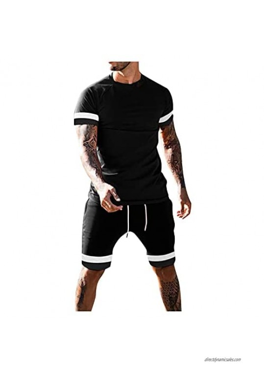 Men's Tracksuit Outfits 2021 Summer 2 Pieces Casual Activewear Short Sleeve Shirt and Shorts Men's Sports Set