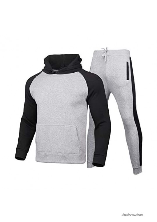 Men's Tracksuit Set Fashion Hoodie Sweat Suits 2Pcs Outfits for Adult Mens Casual Color Block Athletic Sportswear
