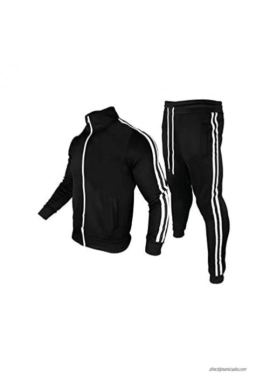 Men's Tracksuit Set Full Zip Running Jogging Sports Jacket and Pants