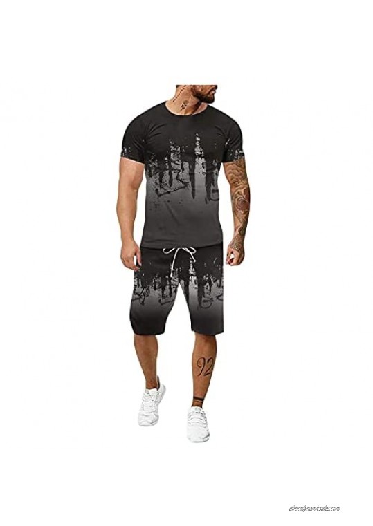 Men's Tracksuit Sets Muscle Short Sleeve T-Shirt and Shorts Set Sportswear