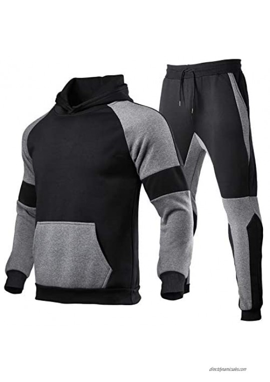 Men's Two Piece Hooded Winter Thicken Athletic Sweatshirt Tracksuit Full Casual Jogging Gym Trousers Sweat Suits