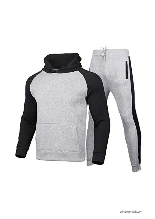 N /C Men's 2 Pieces Solid Color Hoodie Tracksuit  Zipper Up Jogging Gym Sweatsuit Pants Sets