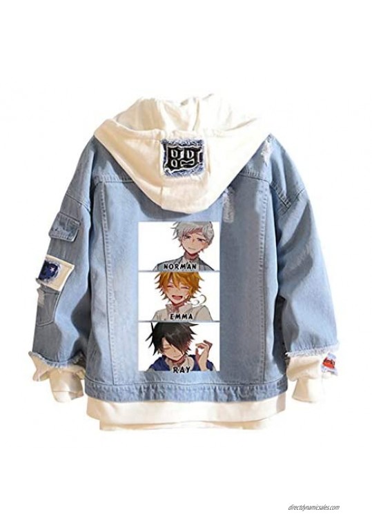 New The Promised Neverland Denim Jacket Emma Norman Ray Cosplay Hoodie Sweatshirt Cool Anime Streetwear for Men Teen