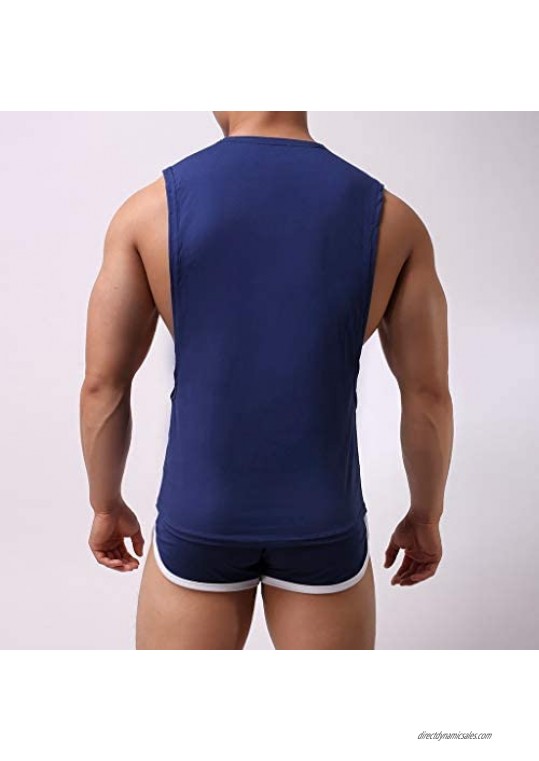 NIUQI 2PCS Men's Casual Tracksuit T-Shirts Summer Slim Fit Sport T Shirt & Shorts Suit