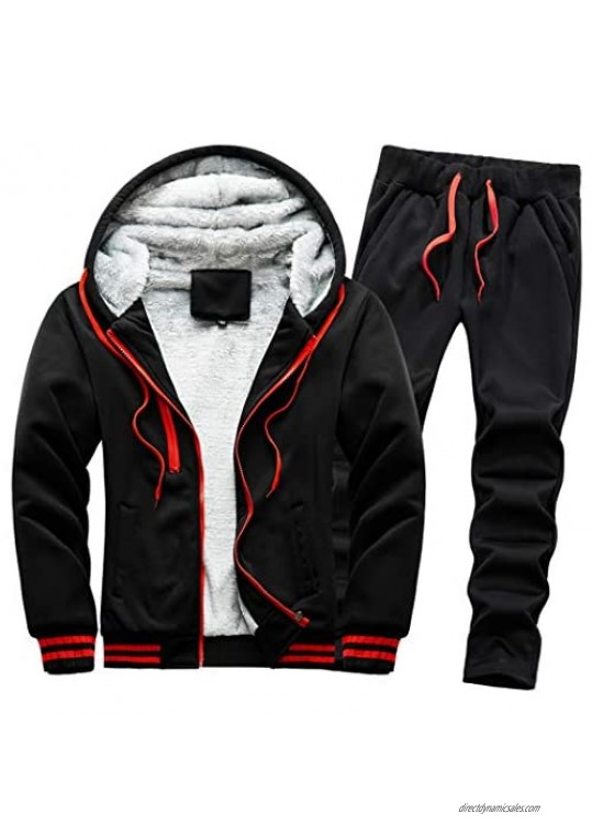 Real Spark Men's Winter Fleece Tracksuit Full Zip Gym Outfits Casual Sports Suit Set
