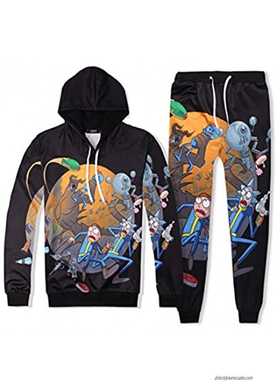 Rick and Morty 3D Printing Active Tracksuits 2 Piece Suits Hoodie and Pants Casual Jogging Sportswear Style b S