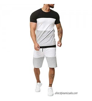 Sport Set for Men - 2 Piece Outfit Sport Set Summer Short Sleeve Sets Black
