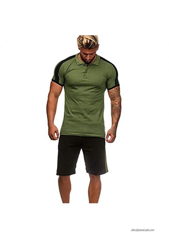 Sport Set for Men Limsea 2 Piece Outfit Casual Tracksuit Short Sleeve T-Shirts and Shorts Summer Activewear