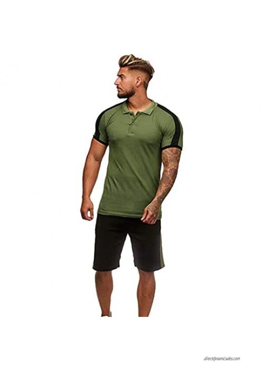 Sport Set for Men Limsea 2 Piece Outfit Casual Tracksuit Short Sleeve T-Shirts and Shorts Summer Activewear