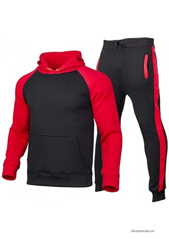 SSDXY Mens Tracksuit 2 Pieces Jogging Suits Patchwork Colorblock Sweat Suits Casual Raglan Track Jacket Athletic Pants