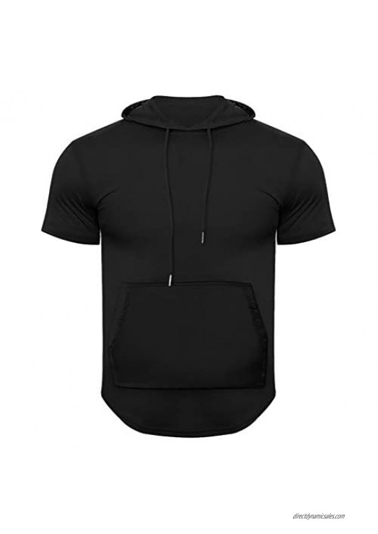 Stoota Men's Summer Hooded Sporty Textured Short Sleeve Shorts Set 2 Piece Breathable Jogging Sweatsuit Sets Streetwear