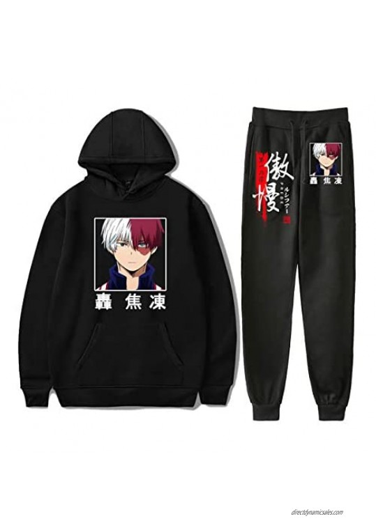 Vivimeng Adult Anime My Hero Academia Hoodies Pants Two Piece Sweatshirt Sweatpants Suit Tracksuit Outfits for Womens Mens