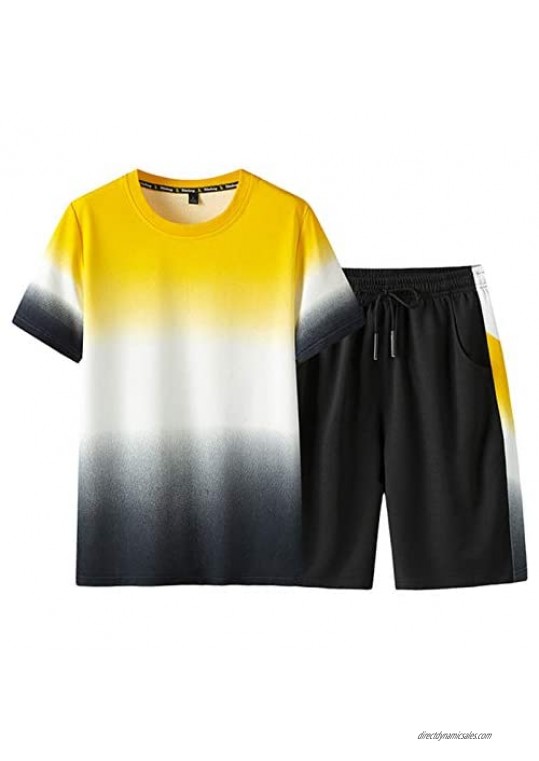 watersouprty Men's Summer Casual 2 Piece Short Set Trackusit Short Sleeve T-Shirt and Shorts Sets Outfits