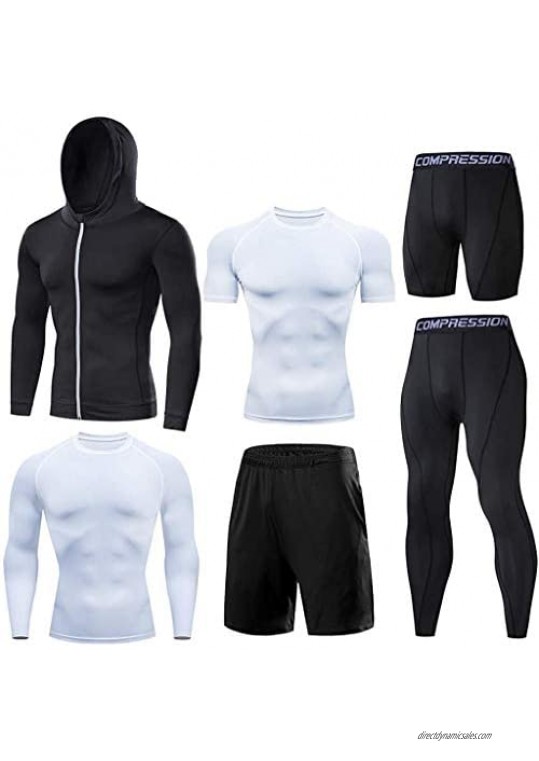 LKFIT-01 Men's Compression Sportswear 6 pcs Fitness Running Workout Suits