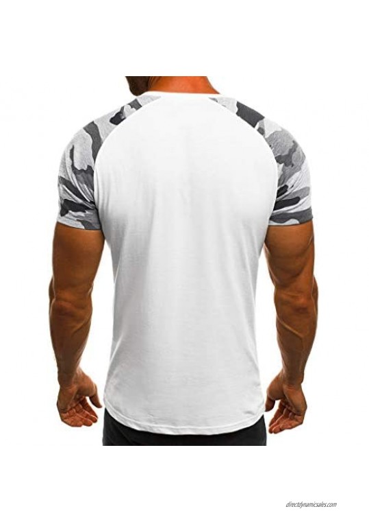 sweetnice man clothing Men's Casual Short Sleeve Shirt 2019 Short Sleeve Camouflage Workout T-Shirts M-XXXL