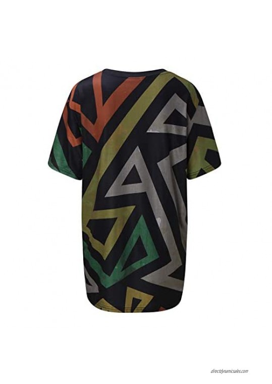 Uppada Men's Geometric Shirts for Men Casual Fashion Short Sleeve Shirts Crewneck