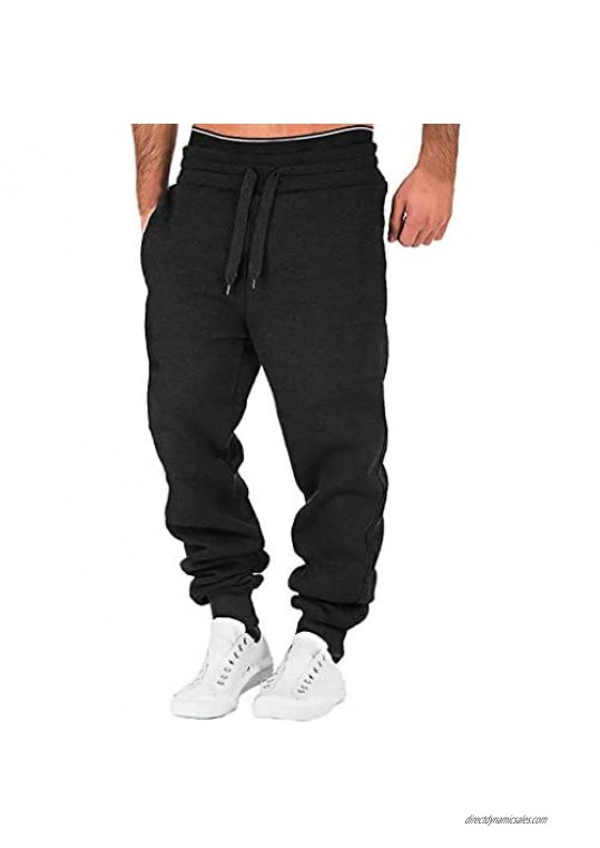 Uppada Men's Loose Streetwear Trackpant Solid Color Casual Sport Jogging Pant Pockets