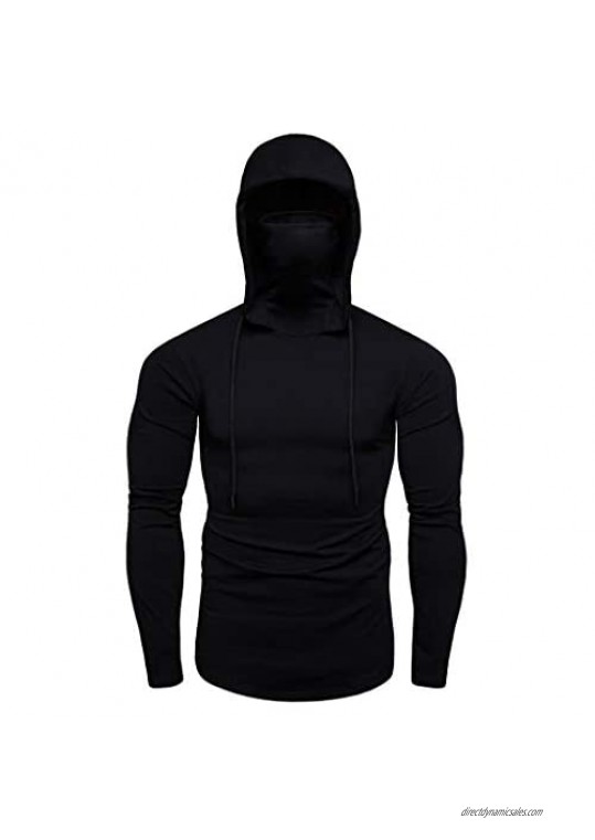 WUAI-Men Hipster Masks Hooded Sweatshirt Novelty Skull Printed Casual Long Sleeve Muscle Training Outdoor Pullover Jackets