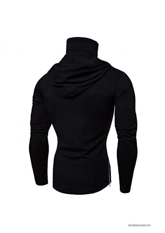 WUAI-Men Hipster Masks Hooded Sweatshirt Novelty Skull Printed Casual Long Sleeve Muscle Training Outdoor Pullover Jackets