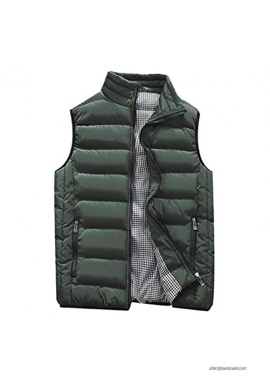 WUAI-Men Winter Warm Outdoor Padded Puffer Vest Thick Water-Resistant Puffer Jacket Sleeveless Cotton Padded Waistcoat