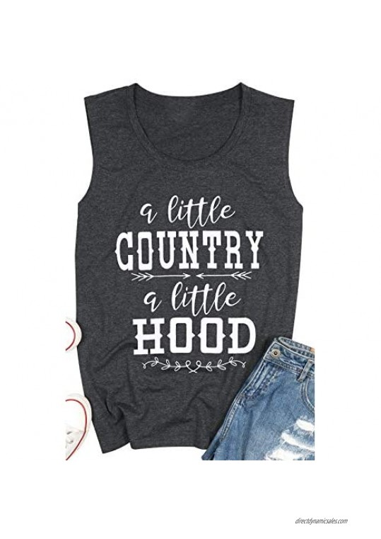 A Little Country A Little Hood Tank Top Women Vintage Country Music Tee Top Racerback Vest Casual Sleeveless Shirt