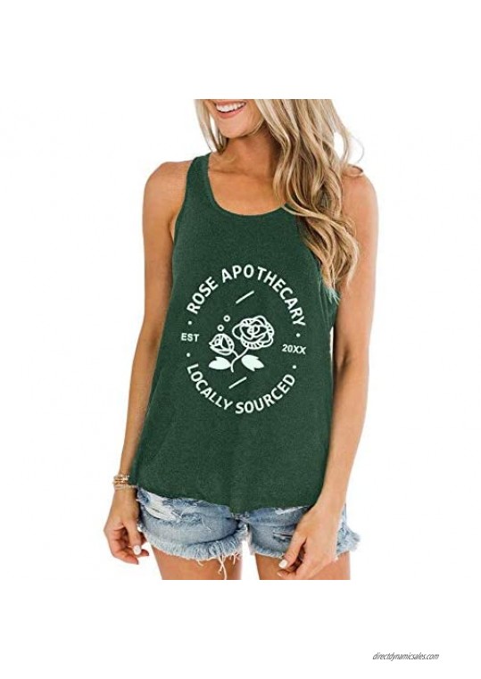 BLANCHES Rose Apothecary Tank Top Women Cute Shirt Funny Graphic Vest Summer Tee