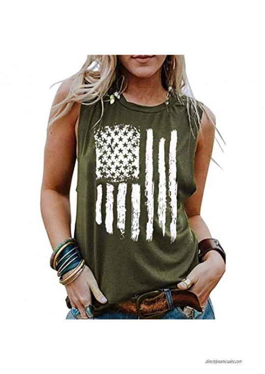 BOMYTAO 4th of July Tank Tops Shirts for Women American US Flag Patriotic Tank Top Shirt