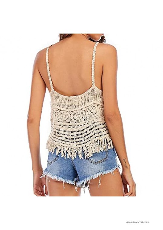CGYY Women's Summer Crochet Tank Tops Casual Sleeveless V Neck Hollow Out Vest Cami Shirt…