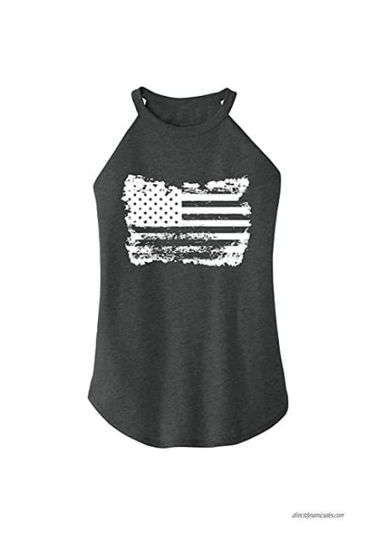 Comical Shirt Ladies Distressed USA Flag Graphic Rocker
