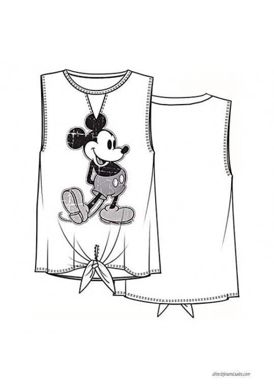 Disney Mickey Mouse White Juniors Tank Top with Tie Front