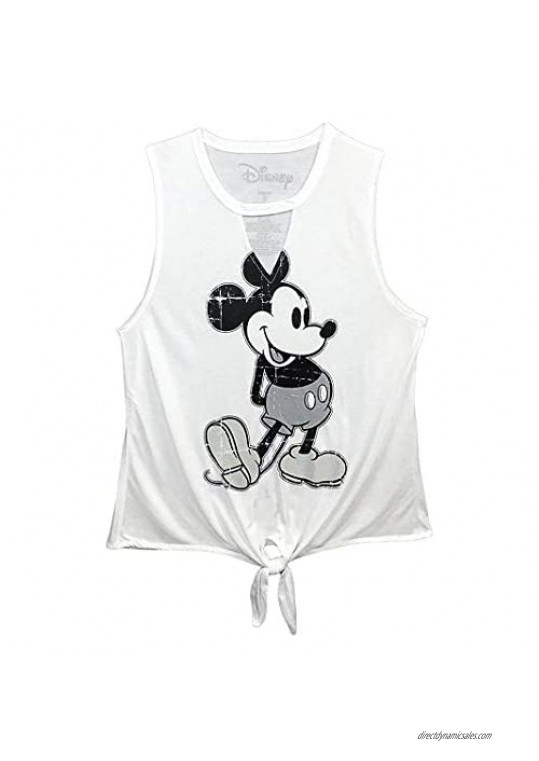 Disney Mickey Mouse White Juniors Tank Top with Tie Front