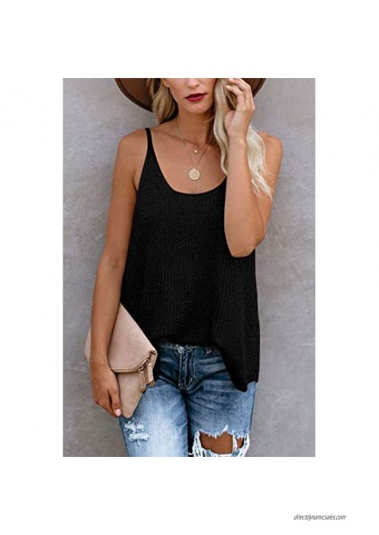 GOLDPKF Scoop Neck Knit Tank Tops and Blouses for Women Loose Fit Casual Shirts