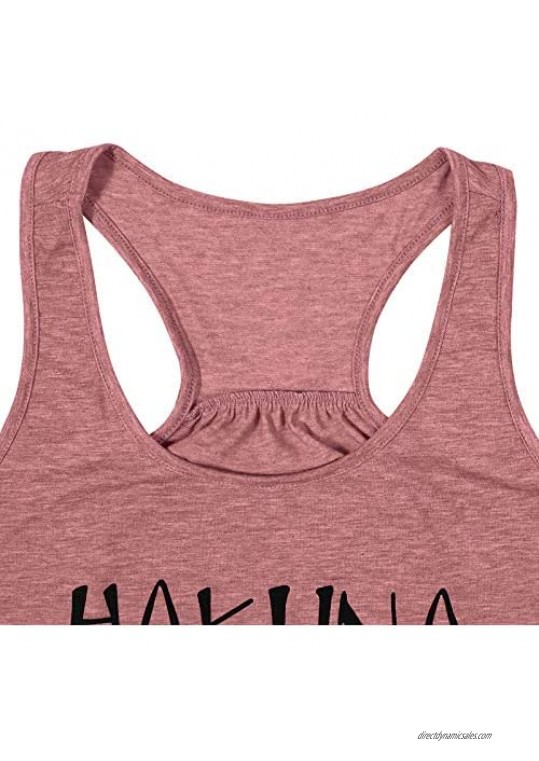 Hakuna Matata Racerback Tank Tops for Women Funny Letters Print Sleeveless Tees T-Shirts