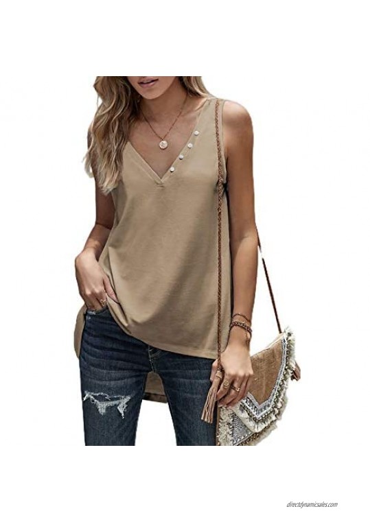 Paitluc Womens Ruffle Blouse Relaxed Round Neck Loose Tank Tops for Women Sleeveless Shirts