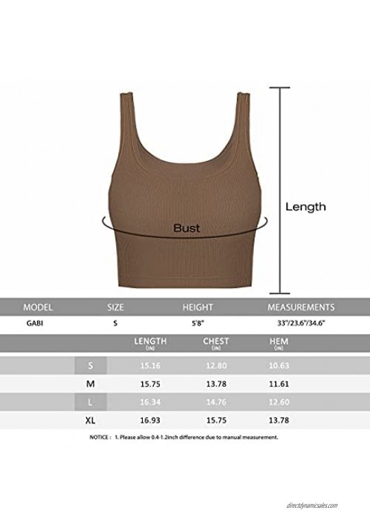 TASADA U-Neck Crop Tops for Women - 2 Pieces Casual Summer U Neck Sleeveless Ribbed Knit Basic Tank Top
