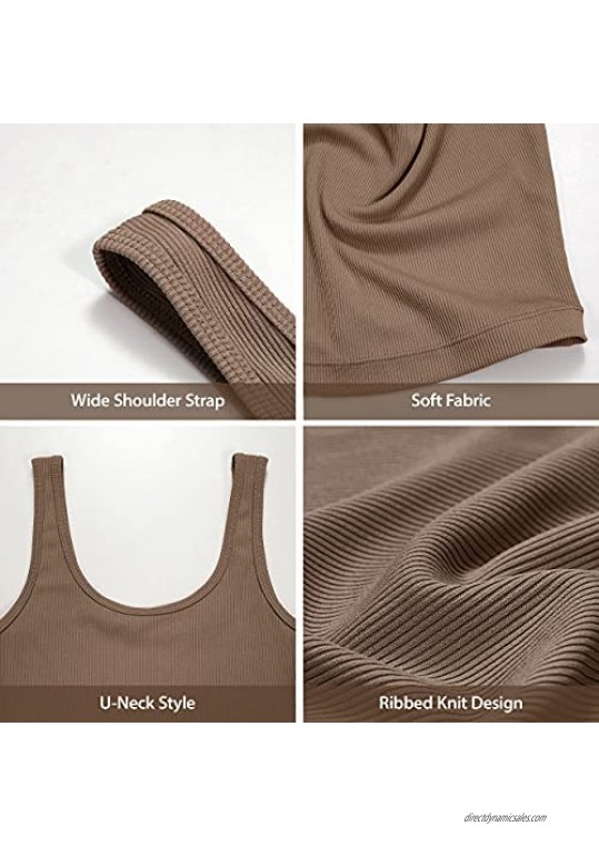 TASADA U-Neck Crop Tops for Women - 2 Pieces Casual Summer U Neck Sleeveless Ribbed Knit Basic Tank Top