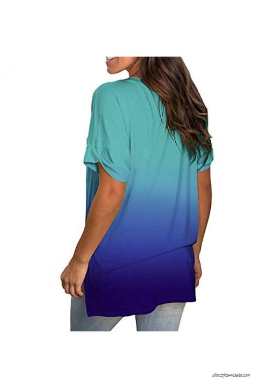 Casual Tops for Women，Womens Summer T Shirts Short Sleeve Tunic Strappy Cold Shoulder Casual Plus Size Tops
