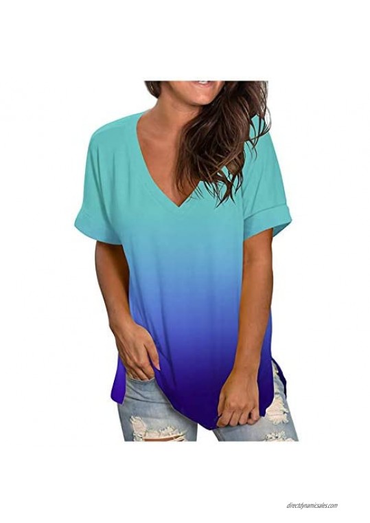 Casual Tops for Women，Womens Summer T Shirts Short Sleeve Tunic Strappy Cold Shoulder Casual Plus Size Tops