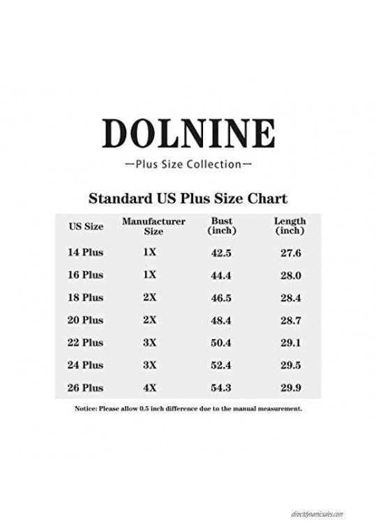 DOLNINE Plus-Size Tops for Women V-Neck Summer Striped T Shirts